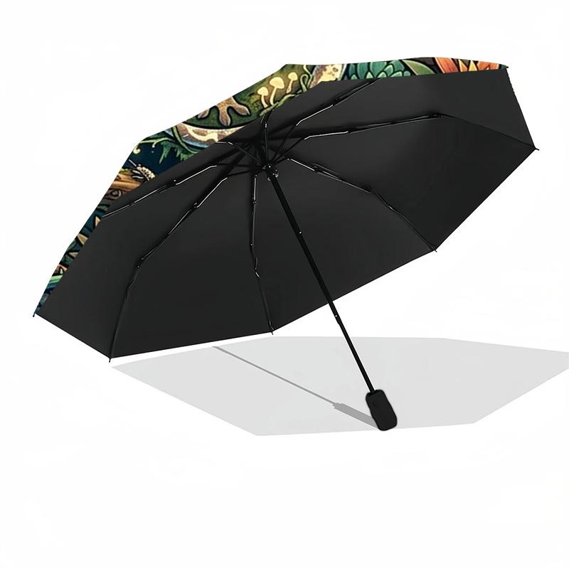 Forest Circle Pattern Umbrella, Portable and Foldable Design, 8 Ribs, a Casual Accessory for Halloween, Christmas, and Birthday Gifts.