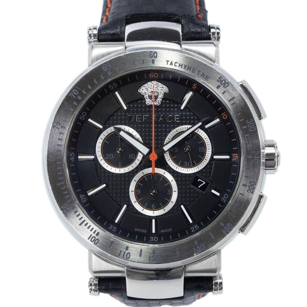 Used Versace Watch Men's Mystic Sports VFG040013 Black Chronograph Medusa Logo Mark Brand Beautiful