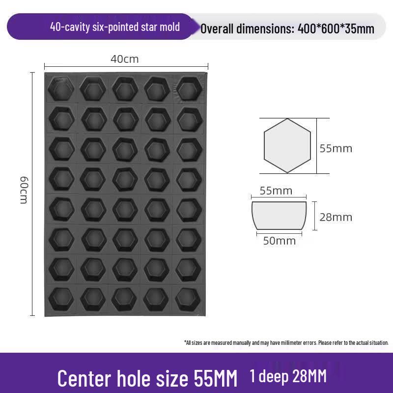 Non-stick 40-Cavity Six-Star Cake Mold