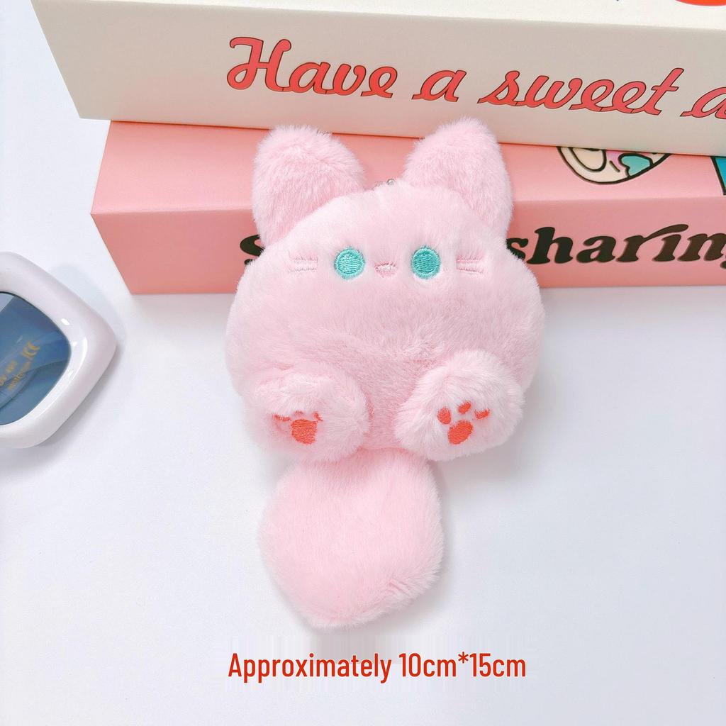 Squeaky Cat Plush Keychain Brooch: Cute Cartoon Doll Accessory