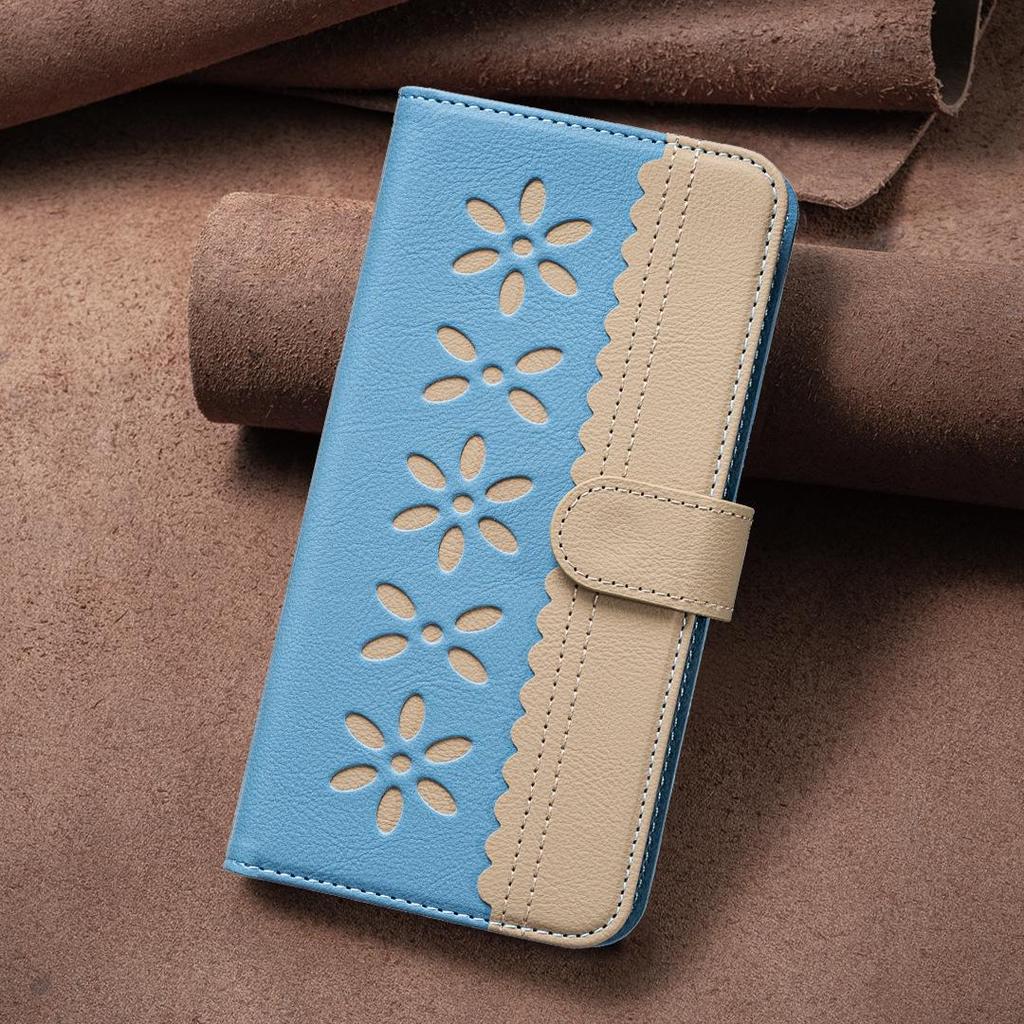 Colorblock Small Flower Leather Case with RFID for OPPO RENO 14F 5G & More (36 Models)