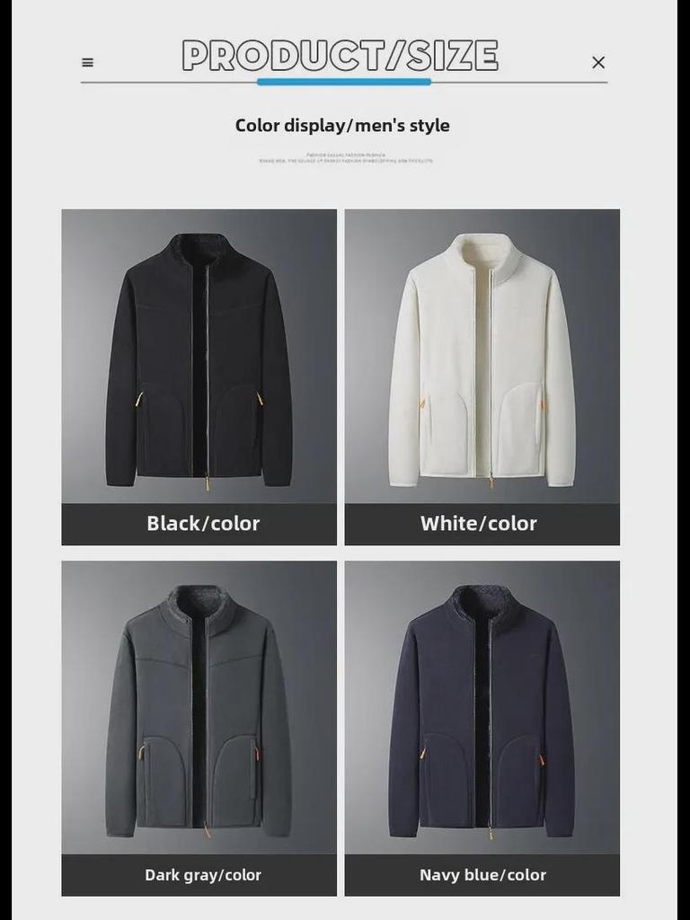 Uniseksowa dwustronna kurtka z polaru koralowego i polaru polarnego w wielokolorowe wzory - Jesienno-zimowy płaszcz z wełny jagnięcej