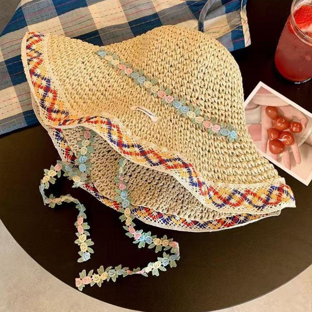 INS Lace Brim Sunshade Cap Elegant Sun Protection Cap Outdoor Beach Hat  Outdoor Activities