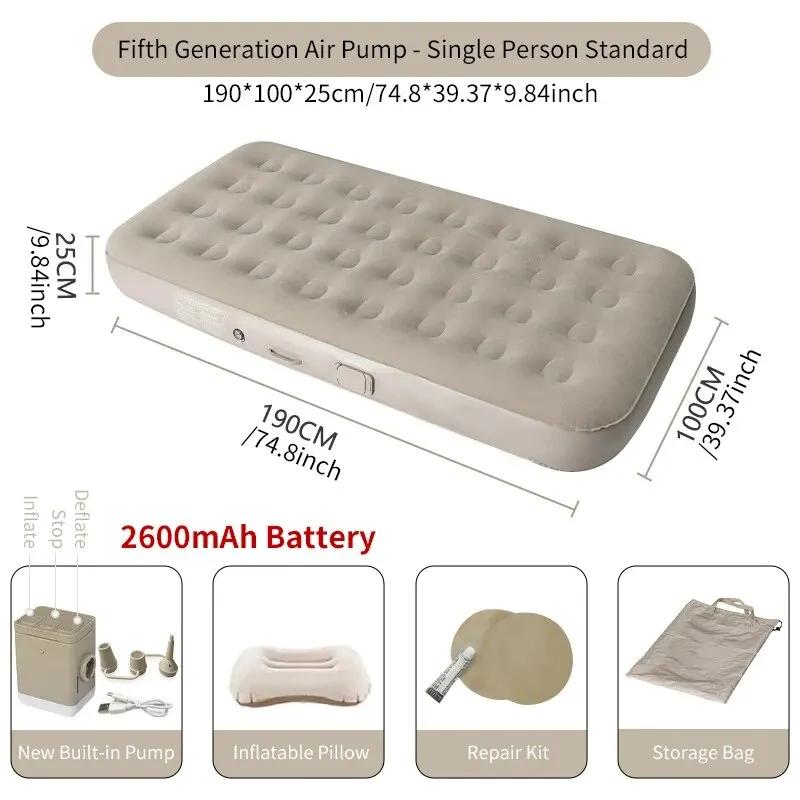 Saltea cu aer interioară Covorașe Glamping Saltea gonflabilă din PVC de dormit Covoraș pentru pat de camping de lux pentru 2 persoane Pompă încorporată Covorașă îngroșată