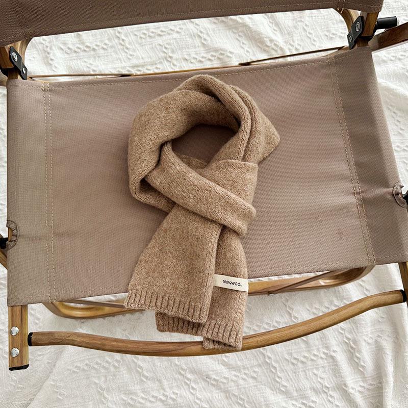 

Детский вязаный шерстяной шарф - универсальная зимняя мода для мальчиков и девочек, ветрозащитный и согревающий шею стиль 2 years old and above and adults хаки