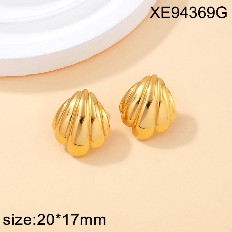 Versatile Gold-Plated Titanium Steel Stud Earrings - Light Luxury Retro Style for Women