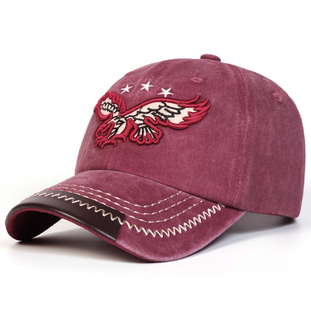 1pc Eagle Pentagram Embroidery Wash Baseball Caps for Men,Spring and Summer Outdoor Adjustable Casual Driver Hats Sunscreen Hat