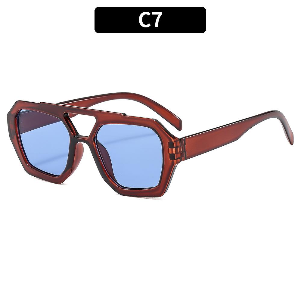 Retro Double Bridge Pilot Sunglasses Stylish Irregular Design Sun Glasses With Uv Protection For Women And Men