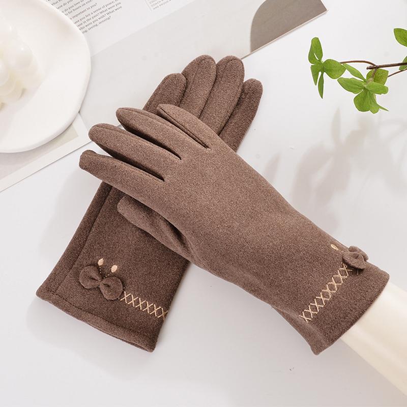 

Теплые перчатки для езды на велосипеде, ветрозащитные плюс бархатные перчатки с защитой от холода, сенсорный экран для женщин One size кофейный