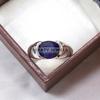 Erkekler İçin 925 Ayar Gümüş Yüzük Üzerinde Mavi Safir Oval Kesim Değerli Taş #B609 JL375686498301
