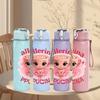 1PC Ballerina Puccina Slogan Print 750ml Color Plastic Sports Water Bottle Leakproof Flip Straw Lid Suitable for Sports Office Home Use