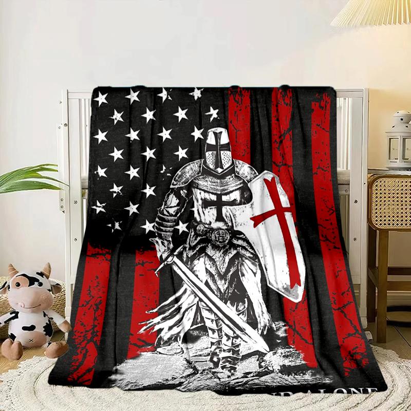Knightly Crusader Armor Blanket Flannel Blanket for bed, sofa, Camping, Hiking, Picnic Essentials, gift for family Fan gifts