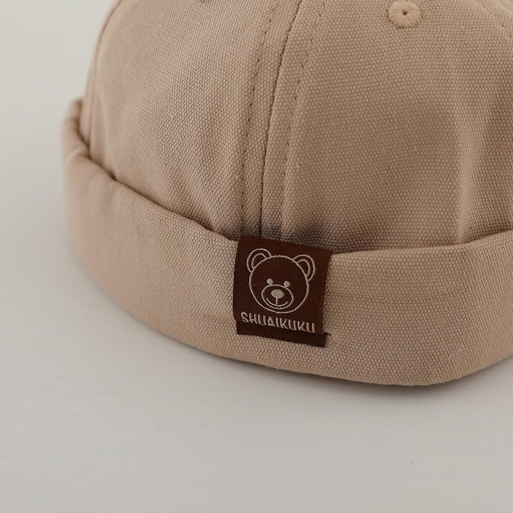 Adjustable Drawstring Kid Brimless Hat Solid Color Hip Hop Cap Vintage Melon Cap  Boys Girls