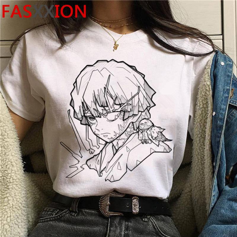 Casual Anime Demon Slayer Graphics Women Tee 90S Summer Short Sleeve O-Neck Female Tops Unisex Streetwear Y2K Clothing