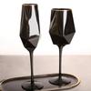 Pure Black Crystal Red Wine Glass with Golden Edge Luxury Simple Goblet For Special Room Champagne Glasses Kitchen Utensils