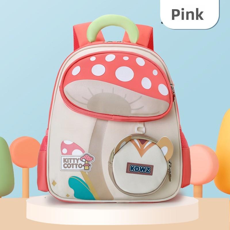 

Cartoon Kids Mushroom School Backpack With Lightweight Nylon For Preschool Boys And Girls Pink