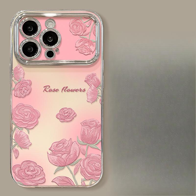 Ins Flower Bracelet Applicable To IPhone15 Apple Phone Case 14pro Electroplating Large Window 13 Silicone 16