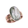 Natürlicher Dendritenopal Edelstein 925 Massiv Sterlingsilber Zweifarbig Ring Gr. 8.5 b5V41