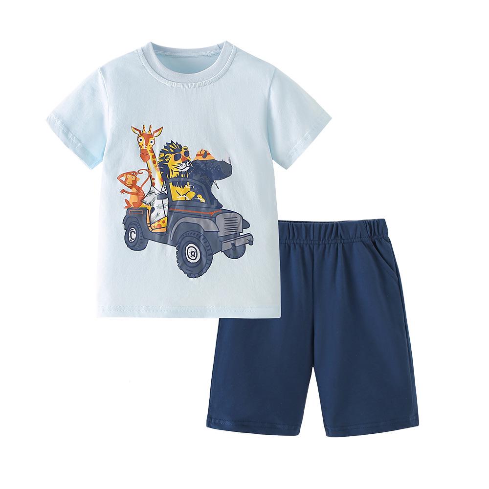

Children s Cartoon Animal Short Sleeve Suit, Spring/Summer Collection - 2-Piece Set for Ages 2-6 120cm