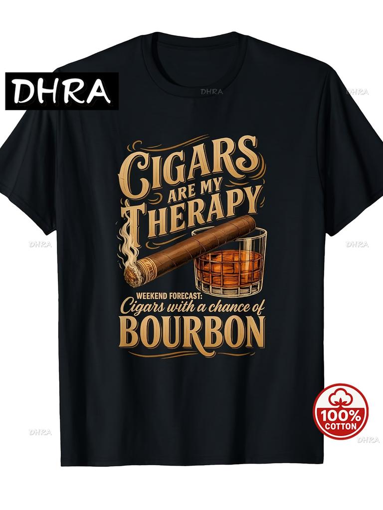 Cigars Are My Relax Weekend Forecast Bourbon Apparel Tshirt Cool Design Street Trending Style Unisex Tee Comfortable Cotton Tee