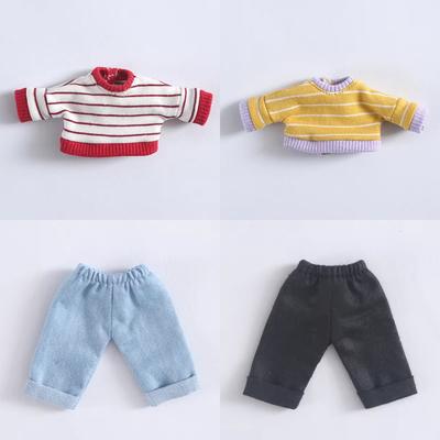 Ob11 Doll Clothes Jeans Wide Leg Pants Trousers Stripes Hoodie for Obitsu11 Molly GSC Body9 1/12bjd Doll Clothes Accessories