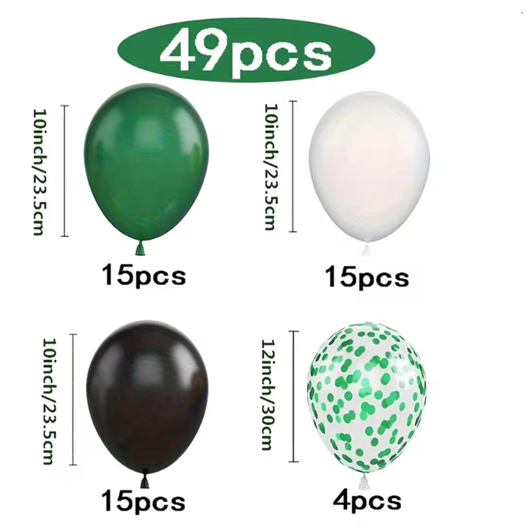 20/49Pcs Mixed Color Decoration Balloons, Green, Black, And White Confetti Balloons Suitable For Celebrations, Themed Birthday