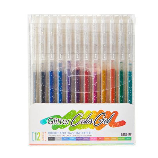 

Набор гелевых ручек с блестками, яркие сверкающие чернила, маркеры для письма, рисования дудлов, неоновые хайлайтеры нажимного типа для ведения дневника, скрапбукинга и художественных проектов 12