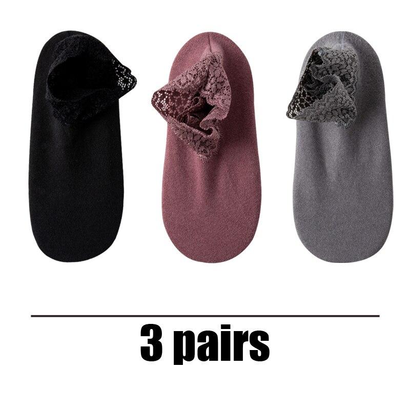 Autumn and Winter Women Warm Thickened Floor Socks Versatile Lace Short-tube Sleep Socks