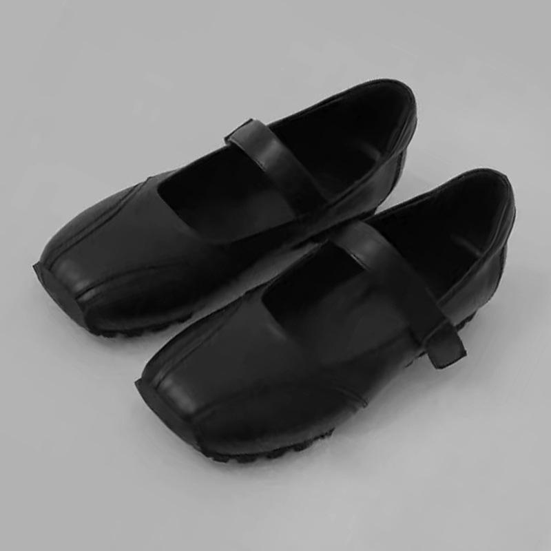 

Версия из овчины~ Серебристый ретро плоский каблук с мелким вырезом, универсальные туфли Мэри Джейн 40 чёрный