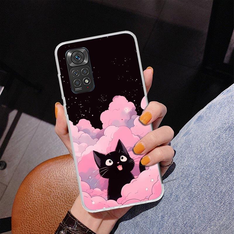 Anime Cute Black Cat Meow Phone Case For Xiaomi Redmi Note 15 14 13 12S 12 11 Pro Plus 14S 11S 11E 10 10S 11T 5G Personalized Co