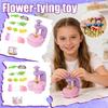 Children Flower Craft Toy Set DIY Paper Flower Making Kit with Manual Press Tool and Various Flower Components for Creative Crafting
