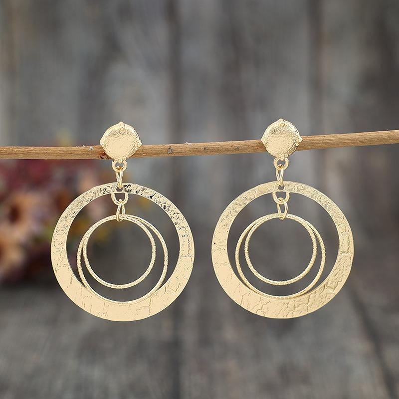 

Винтажные металлические круглые серьги золотого цвета, оригинальные этнические геометрические полые серьги-подвески для женщин, ювелирные изделия