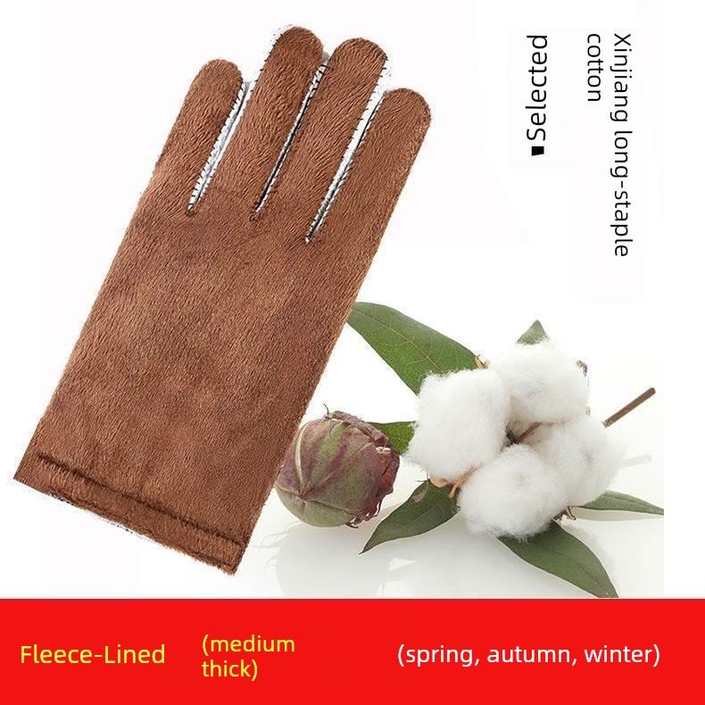 Autumn and Winter Leather Gloves for Men, Thin Style, Touchscreen-Compatible, for Driving, Cycling, and Motorcycling, Pu Leather with Fleece Lining