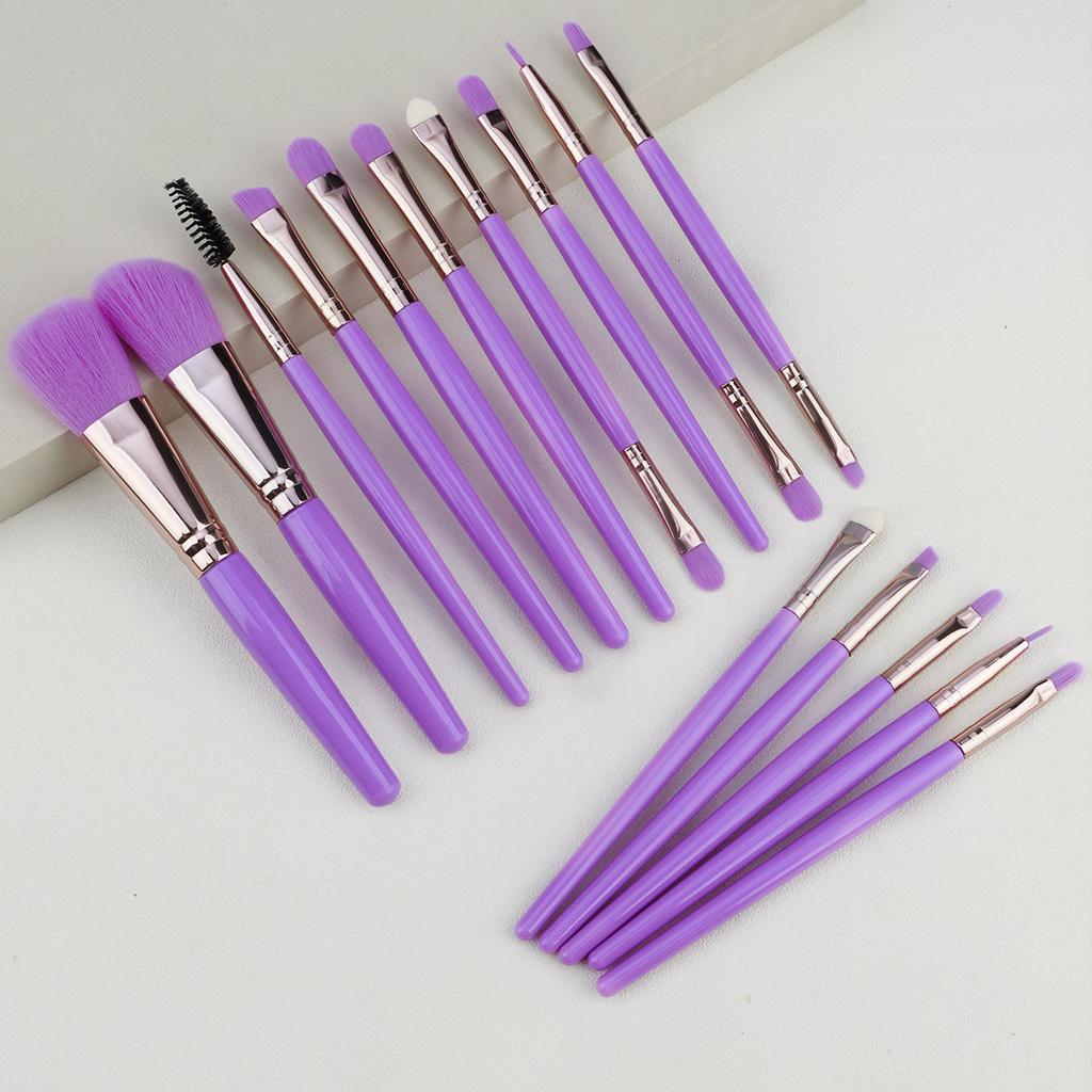 15 Makeup Brushes Set, Plastic Handle, Eyeshadow Brush, Eyebrow Brush, Eyeliner Brush, Loose Powder Brush, Multi-functional Makeup Tool.