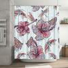 Pink Flower Butterfly Shower Curtain Bath Decor Bathroom Accessories Set for Home Decoration (60x72)