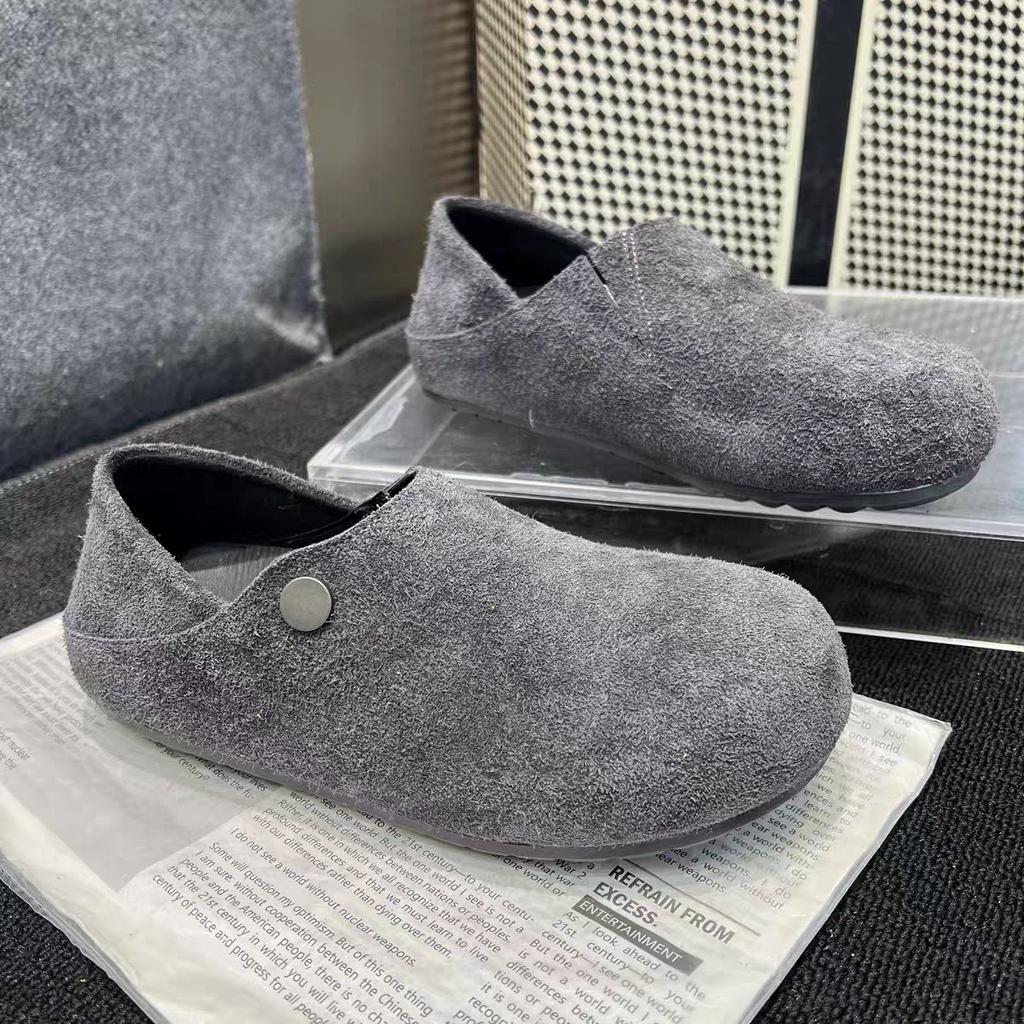 Retro Birkenstocks Fashionable Shoes Women's Spring and Autumn 2025 New Matte Big Head Flat Two Wear Casual Lazy Shoes