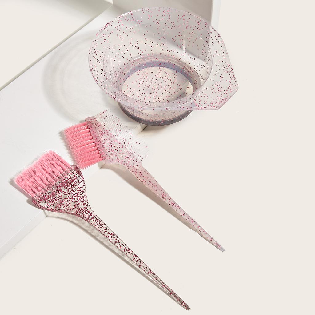 3pcs Hair Coloring Brush Set Shiny Crystal Bowl Brush Easy Clean Mixing Bowl Salon Tinting Brush Hairdressing DIY Accessories