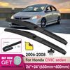 Car Wiper Front Wiper Blades 26"+24" For Honda CIVIC Sedan 2006-2008 Fit U Hook Arm Front Windscreen Wipers Auto Accessories