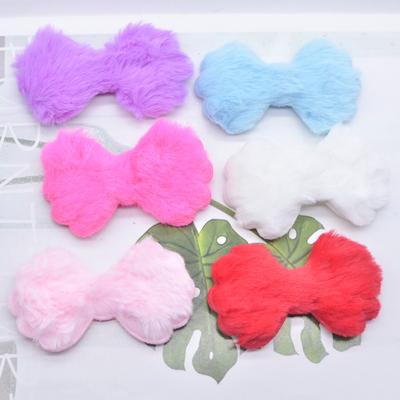 12pçs 80*45mm acolchoado pelúcia peluda gravata borboleta com parte traseira lisa scrapbooking ornamnet remendos acessórios artesanato faça você mesmo suprimentos