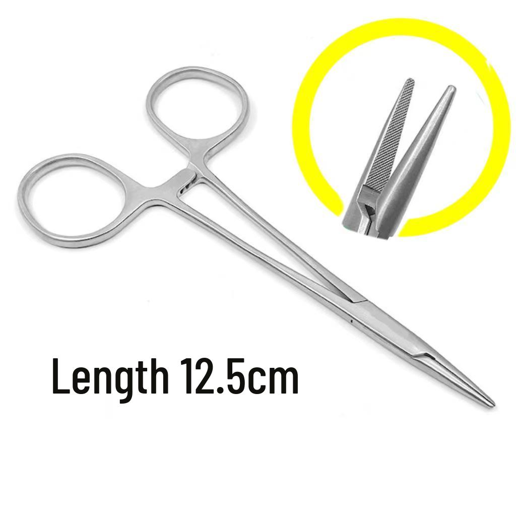 Stainless Steel Veterinary Suture Needle Holder Forceps, Fine & Coarse Teeth, 12.5-18CM
