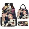 Kids Cartoon Character Print Backpack Set School 17 Inch Oxford Fabric Bag With Lunch Pouch Pencil Case