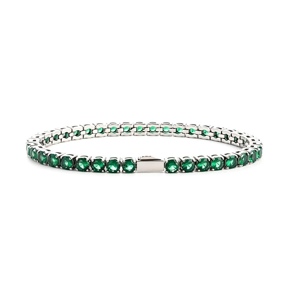 Multi-colored fashionable 4mm wide tennis chain, zircon sparkling hip-hop style exquisite jewelry bracelet for men and women