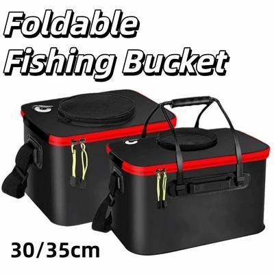 Water-Resistant Foldable Fishing Bucket Thickened EVA Fishing Tackle Bag Leak-proof Breathable Live Fish Storage Organizer