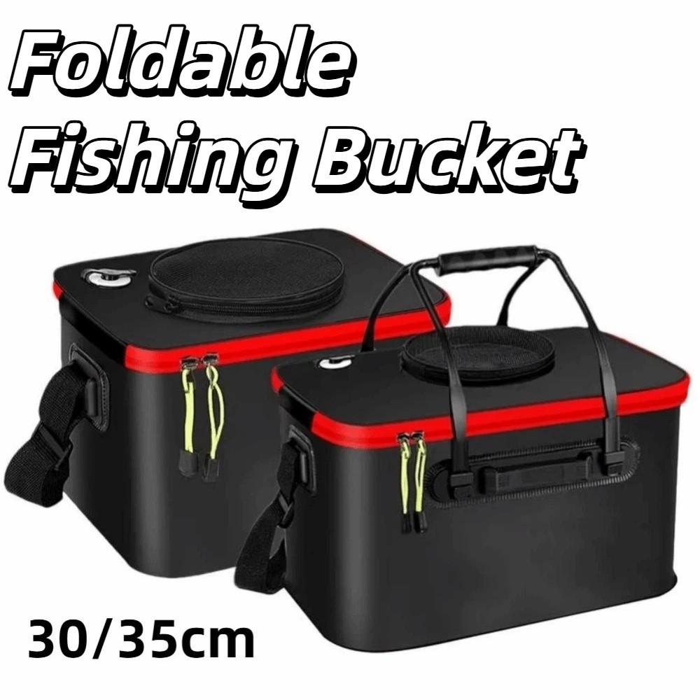 Water-Resistant Foldable Fishing Bucket Thickened EVA Fishing Tackle Bag Portable Durable Live Fish Storage Organizer