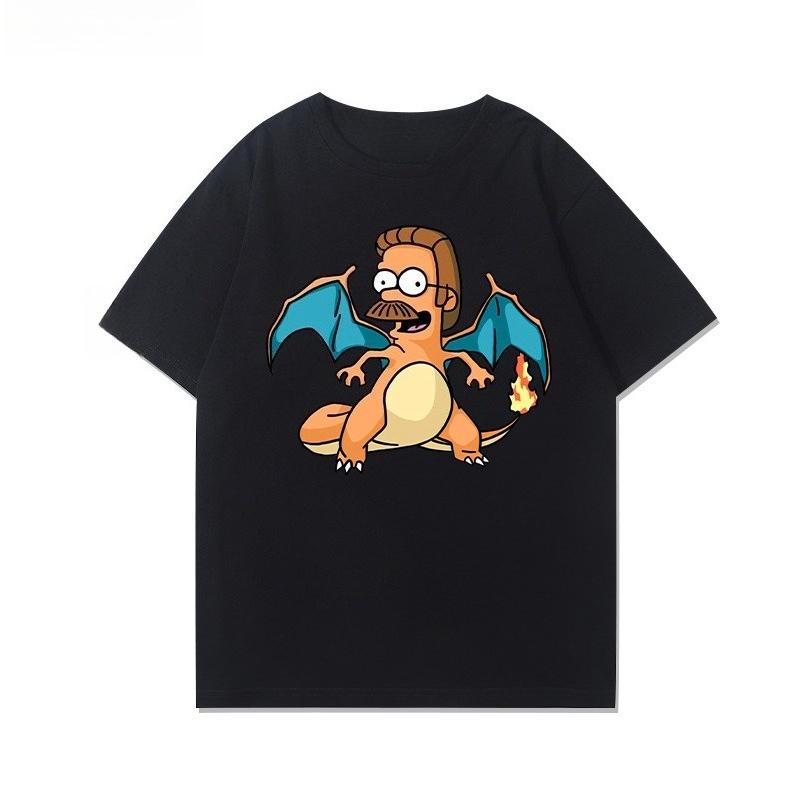 Miniso 2025 New Pokémon Joint Print Women Men Fashion Shortsleeved Tshirt Cotton Comfortable Loose Casual Hotselling Top