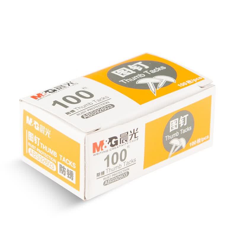 M&G Metal Pushpins, 100 Count (20-Box Pack)