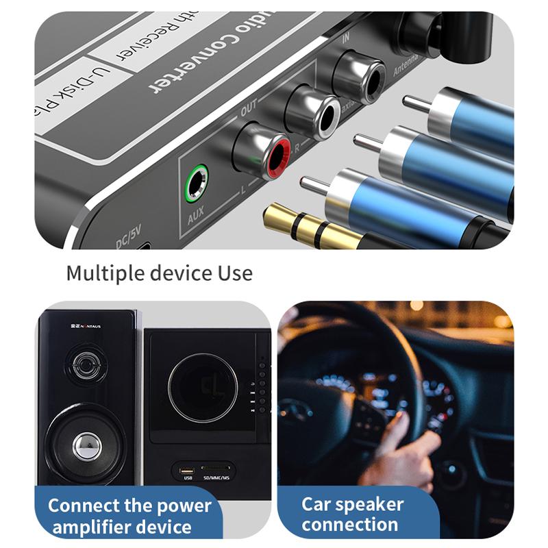 HIFI Bluetooth 5.2 Audio Receiver DAC Coaxial Digital To Analog Converter 3.5mm AUX RCA Mic U-Disk Jack Stereo Wireless Adapter