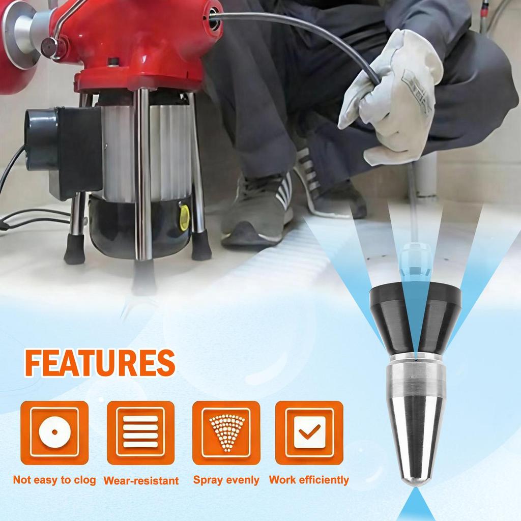 Pressure Washer Stainless Steel Sewer Jetter Nozzle, Durable Design Sewer Jet Nozzle,  with 1/4'' Quick Connector, 5000 PSI, Orifice 4.5 4.5GPM