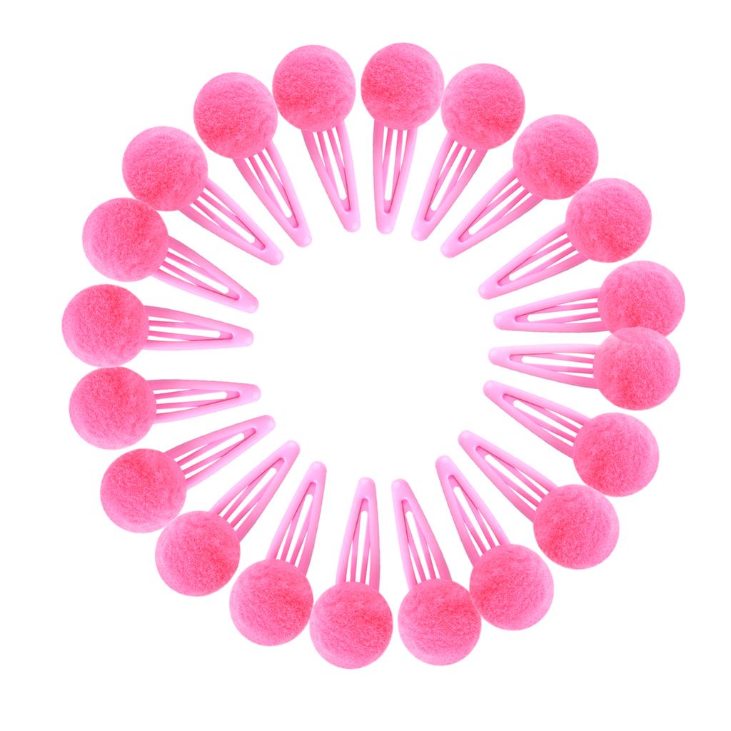 20 Stück Süßigkeiten Bunte Pompon Haarspangen Gefütterte Schnappspangen Kleine Süße Puffige Haarball-Haarspangen Fuzzy Pompoms Haarschmuck Kind