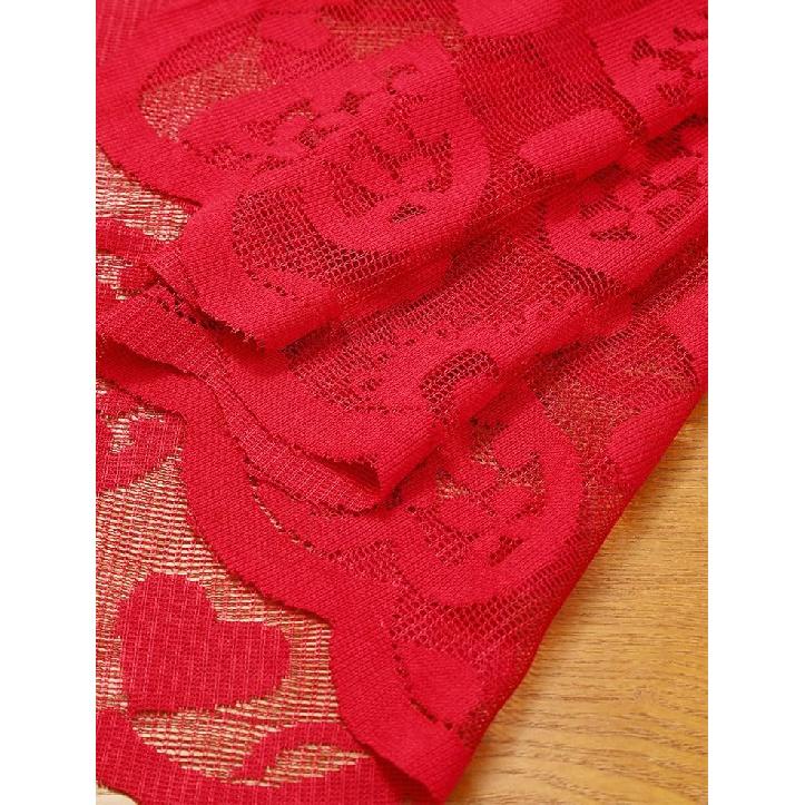 13 X 72 Inch Red Heart Lace Table Runner for Valentine's Day Decor